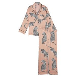 Victoria’s Secret satin blush pink champagne leopards pajamas set